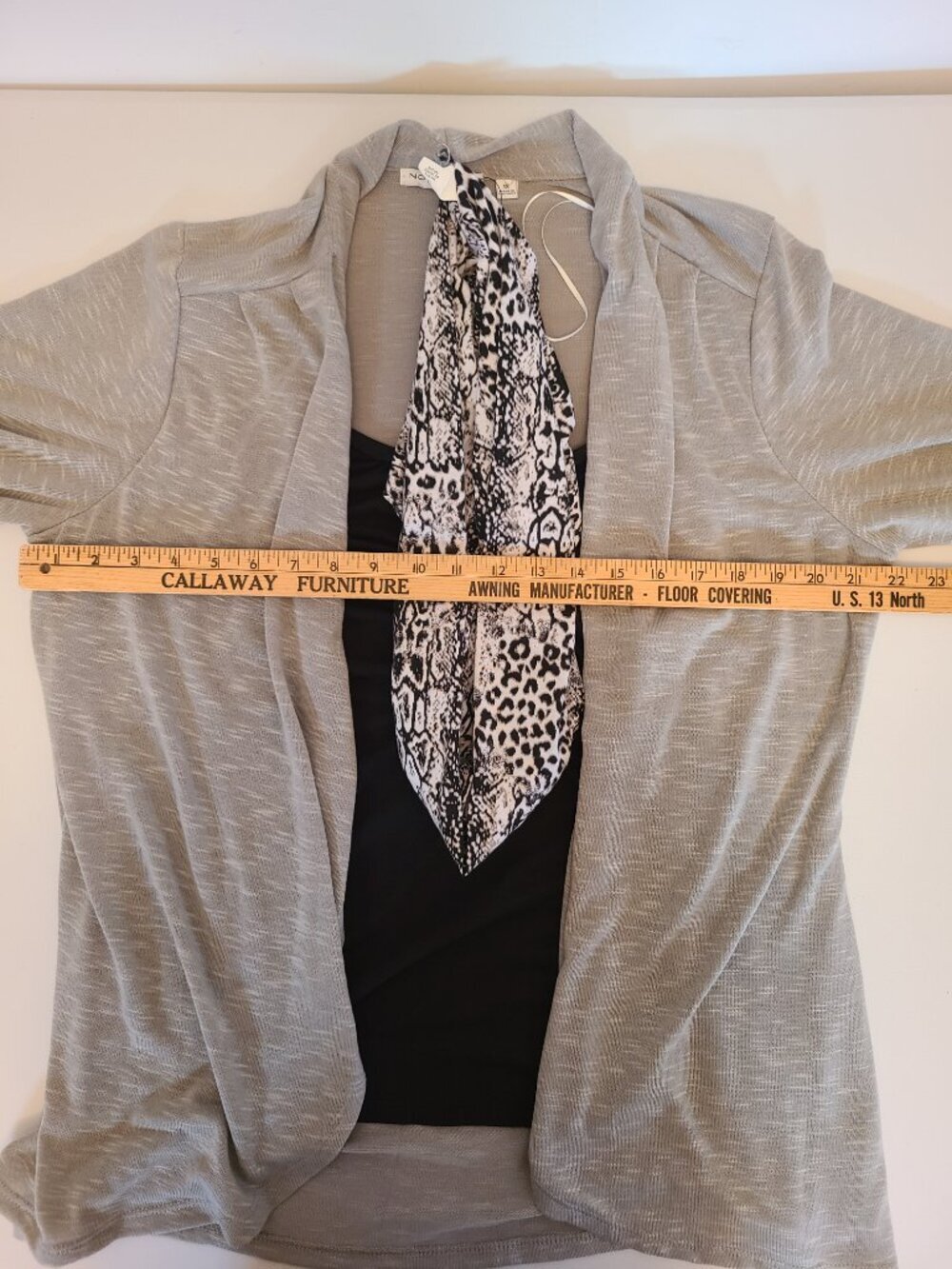 Notations Twin Set Blouse Top Gray Black With Scarf NWT - Picture 7 of 15